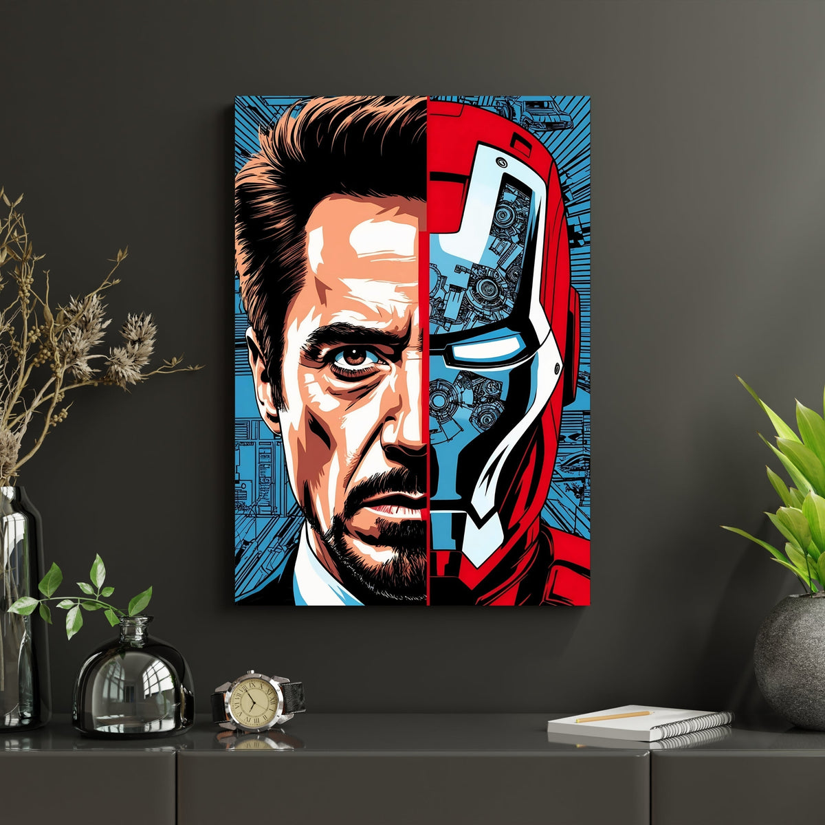 Iron Man Split Face Poster | Tony Stark Marvel Wall Art Lazywalls