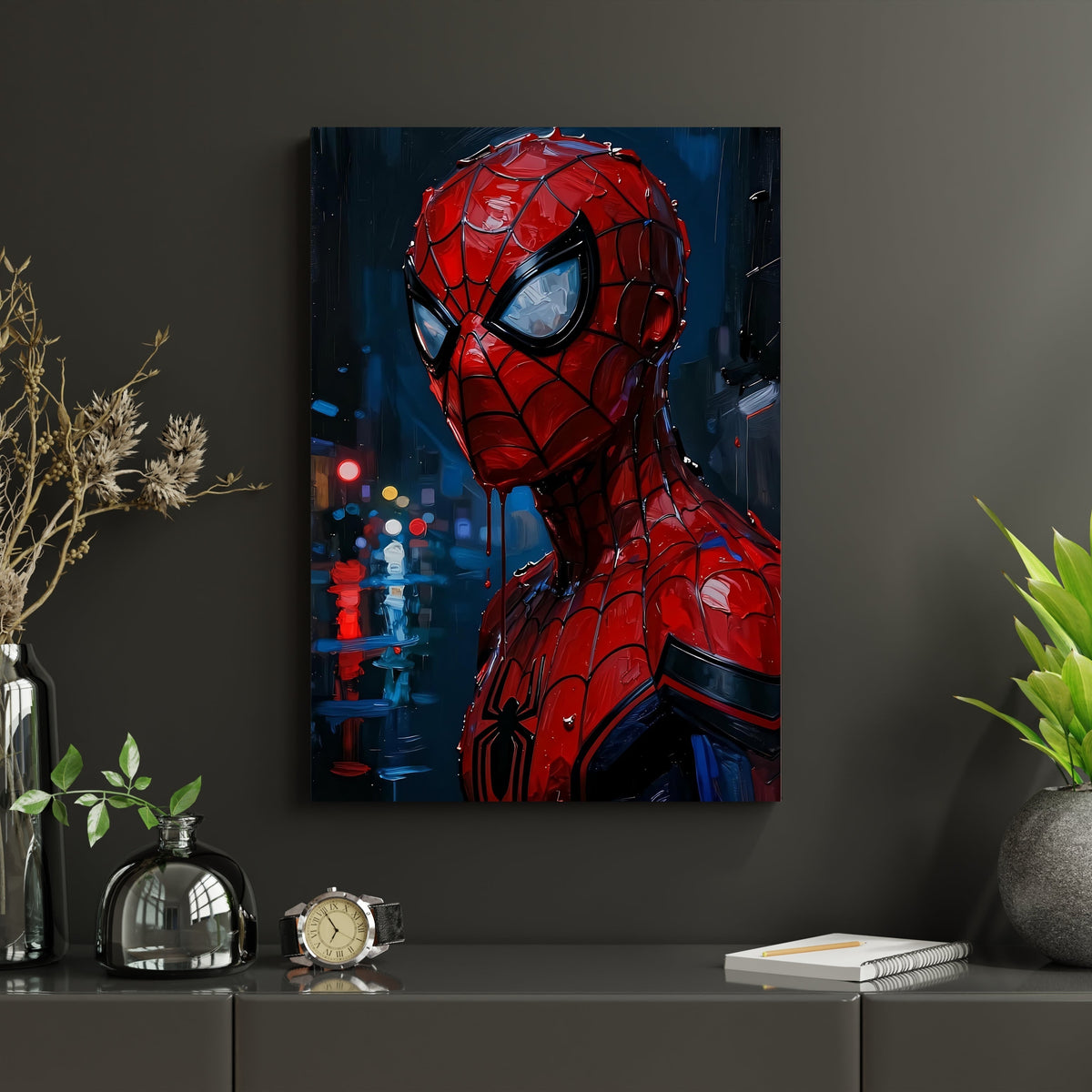 Spider-Man Aesthetic Rain Poster | Dark Marvel Wall Art Lazywalls