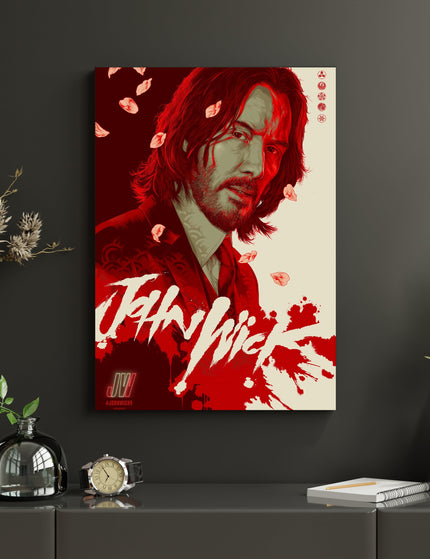 John Wick Movie Poster | Red Aesthetic Action Wall Art Print Lazywalls