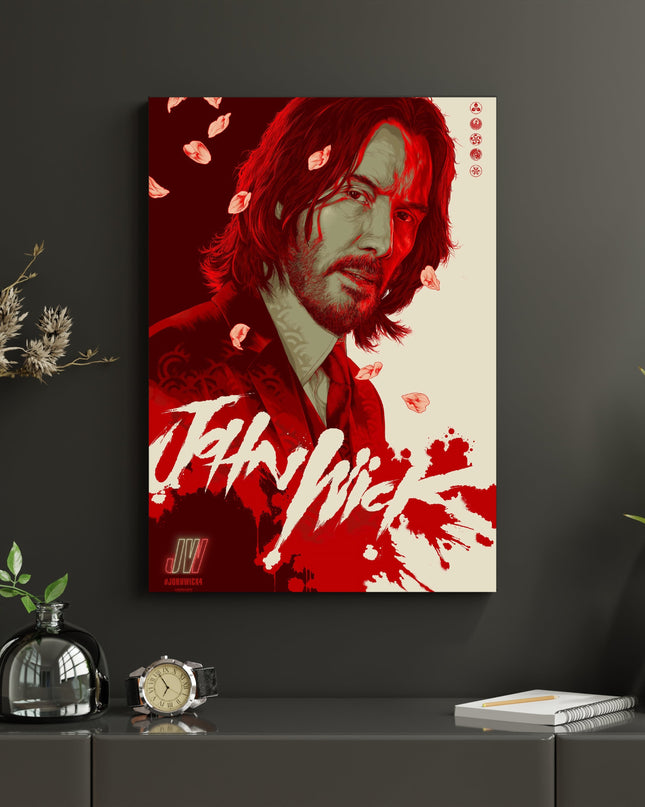 John Wick Movie Poster | Red Aesthetic Action Wall Art Print Lazywalls