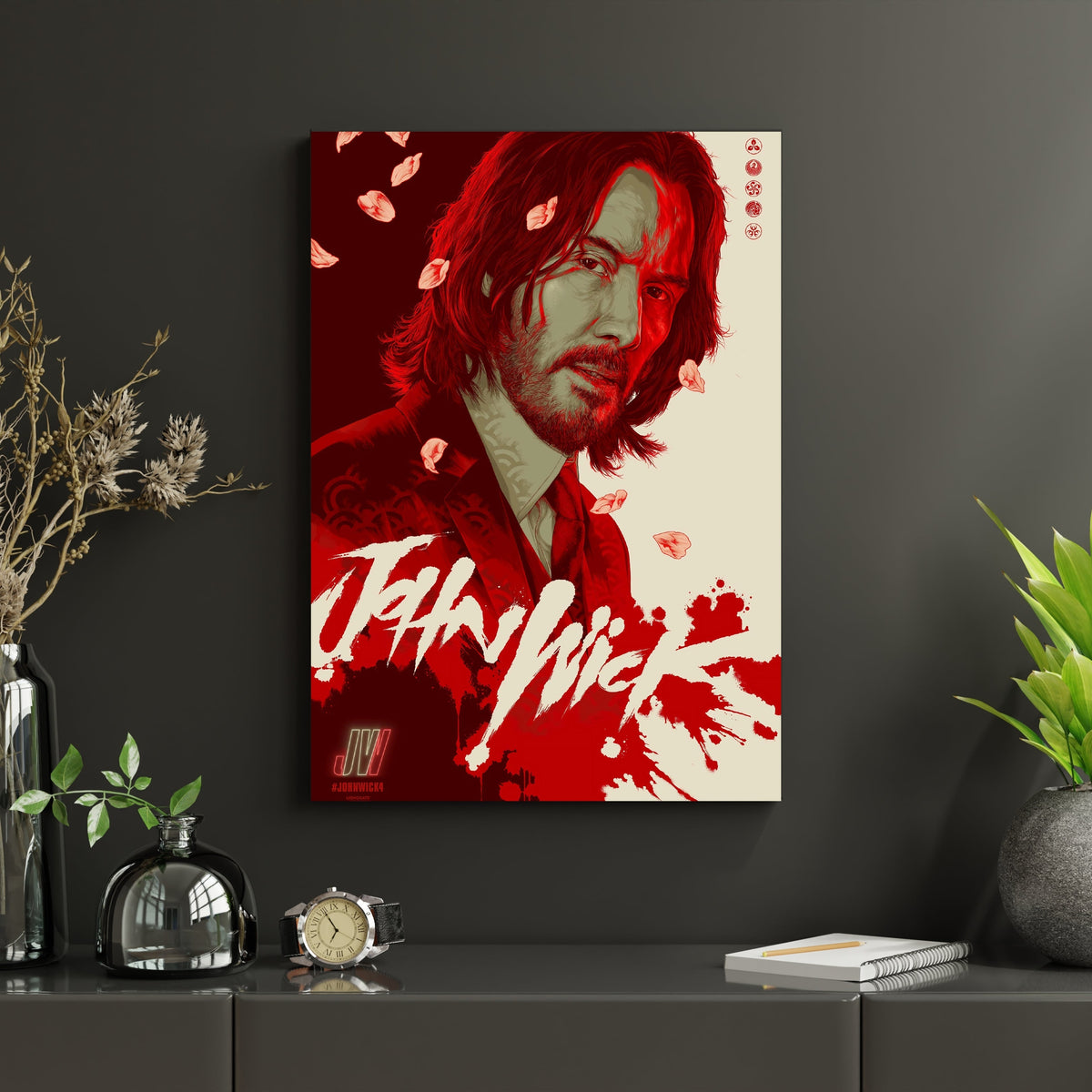 John Wick Movie Poster | Red Aesthetic Action Wall Art Print Lazywalls