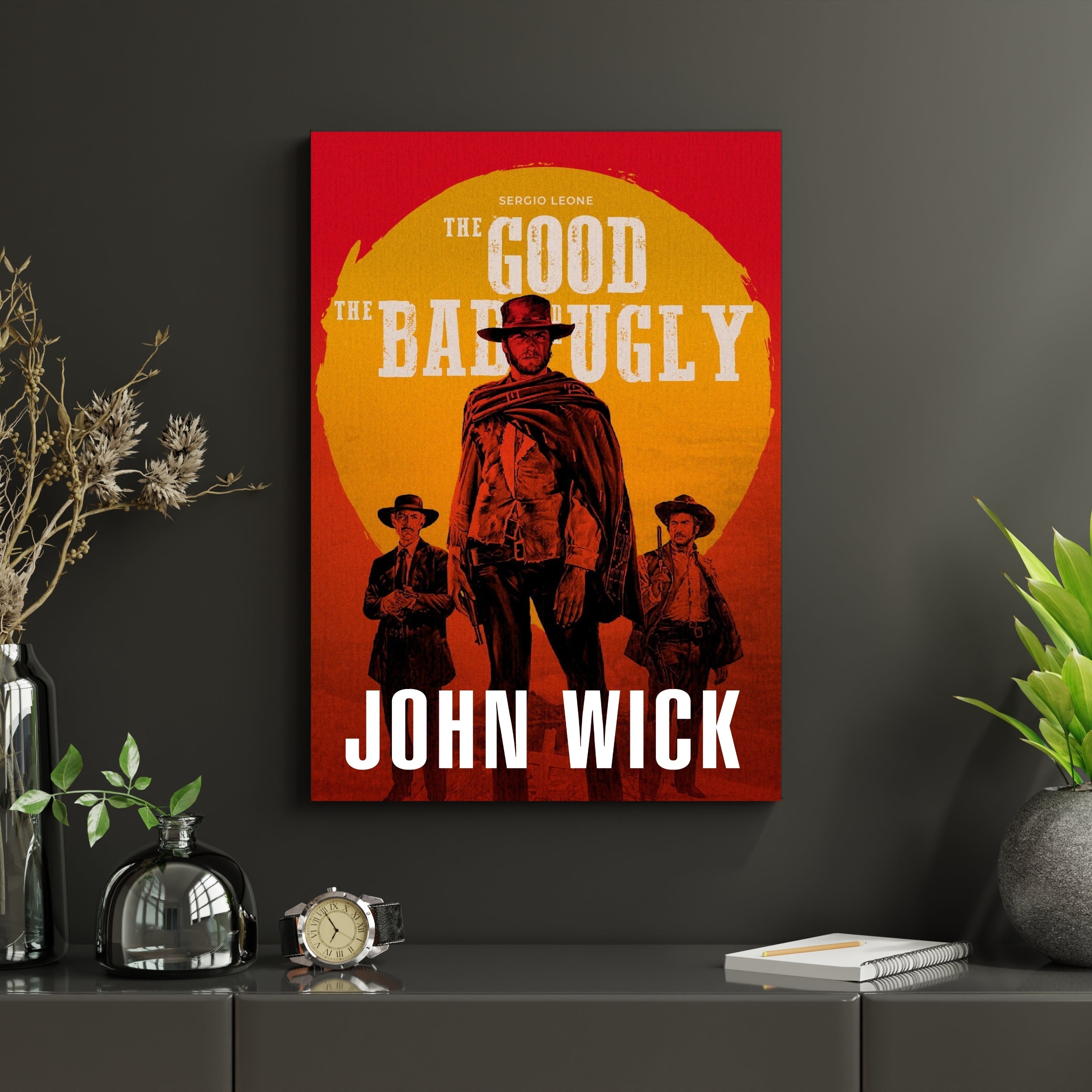 The Good The Bad And The Ugly Poster | Red Sunset Western Wall Art Lazywalls