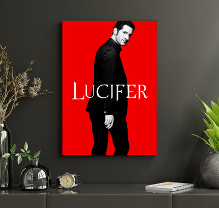 Lucifer Red Minimalist Poster | TV Series Devil Wall Art Print Lazywalls