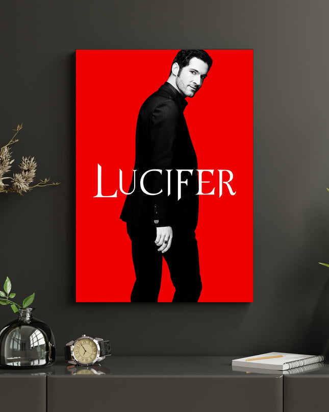 Lucifer Red Minimalist Poster | TV Series Devil Wall Art Print Lazywalls