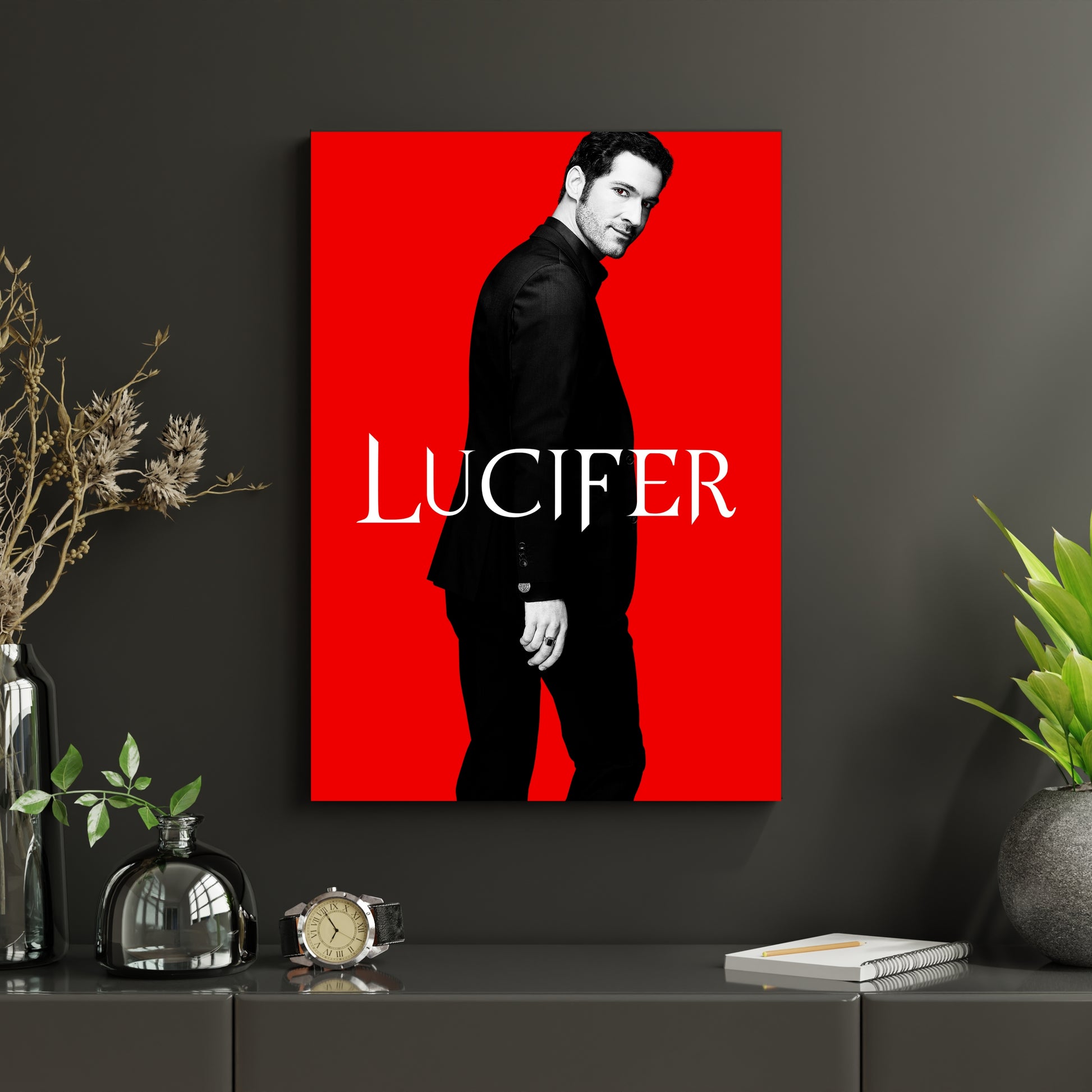 Lucifer Red Minimalist Poster | TV Series Devil Wall Art Print Lazywalls