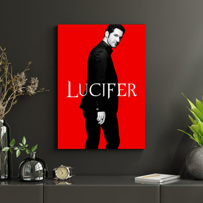 Lucifer Red Minimalist Poster | TV Series Devil Wall Art Print Lazywalls