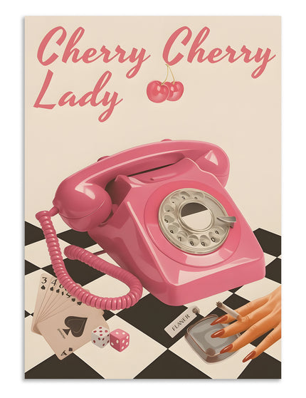 Cherry Cherry Lady Retro Aesthetic Wall Art Print Lazywalls