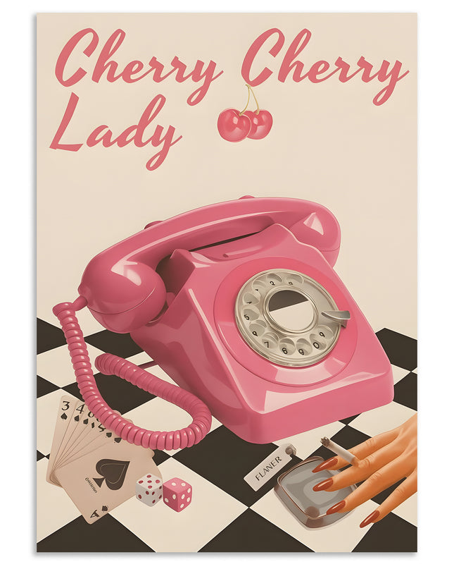 Cherry Cherry Lady Retro Aesthetic Wall Art Print Lazywalls