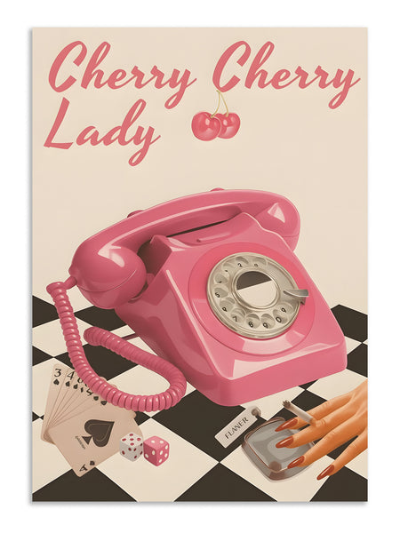 Cherry Cherry Lady Retro Aesthetic Wall Art Print Lazywalls