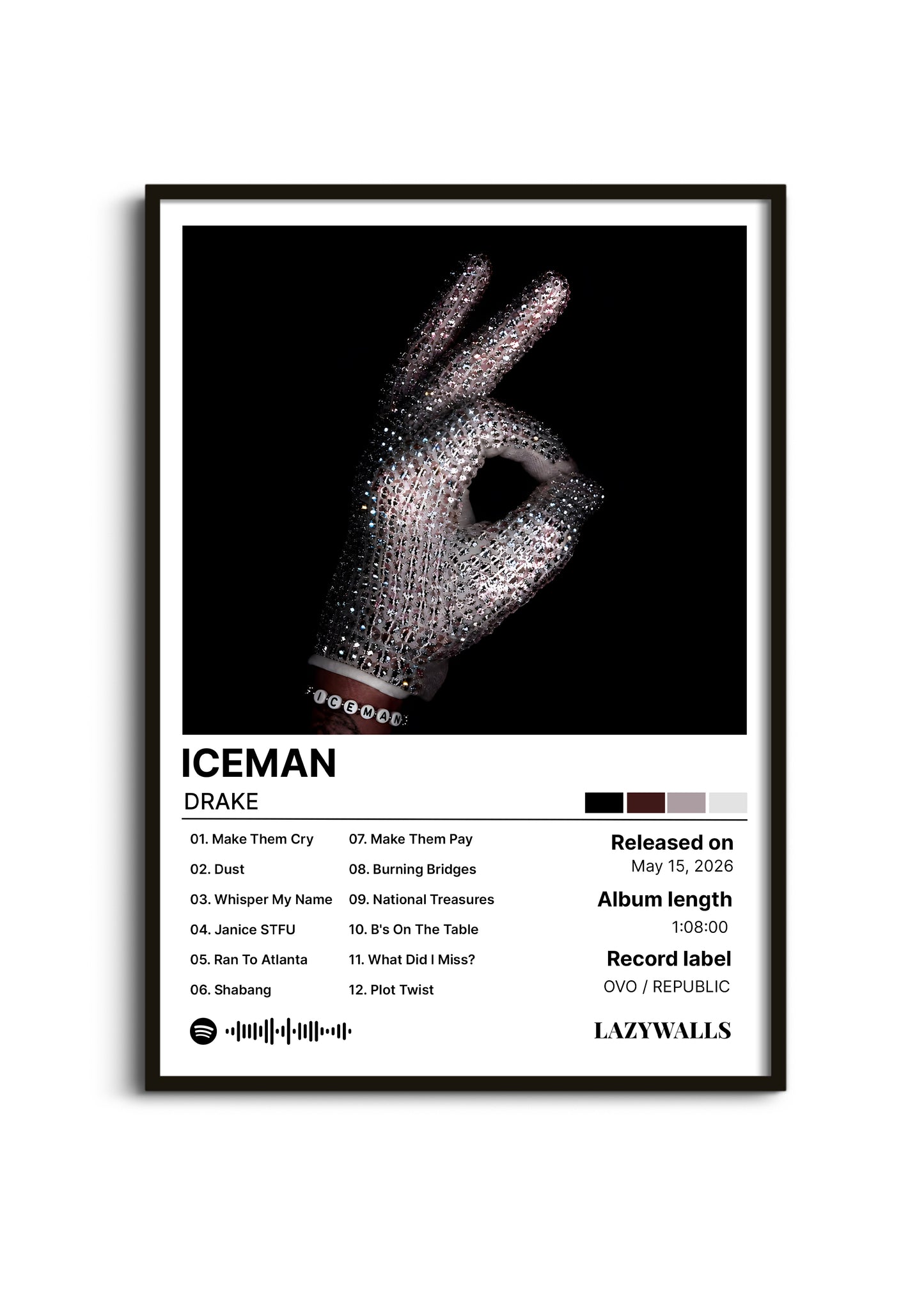 Drake ICEMAN Album Cover Wall Art Lazywalls