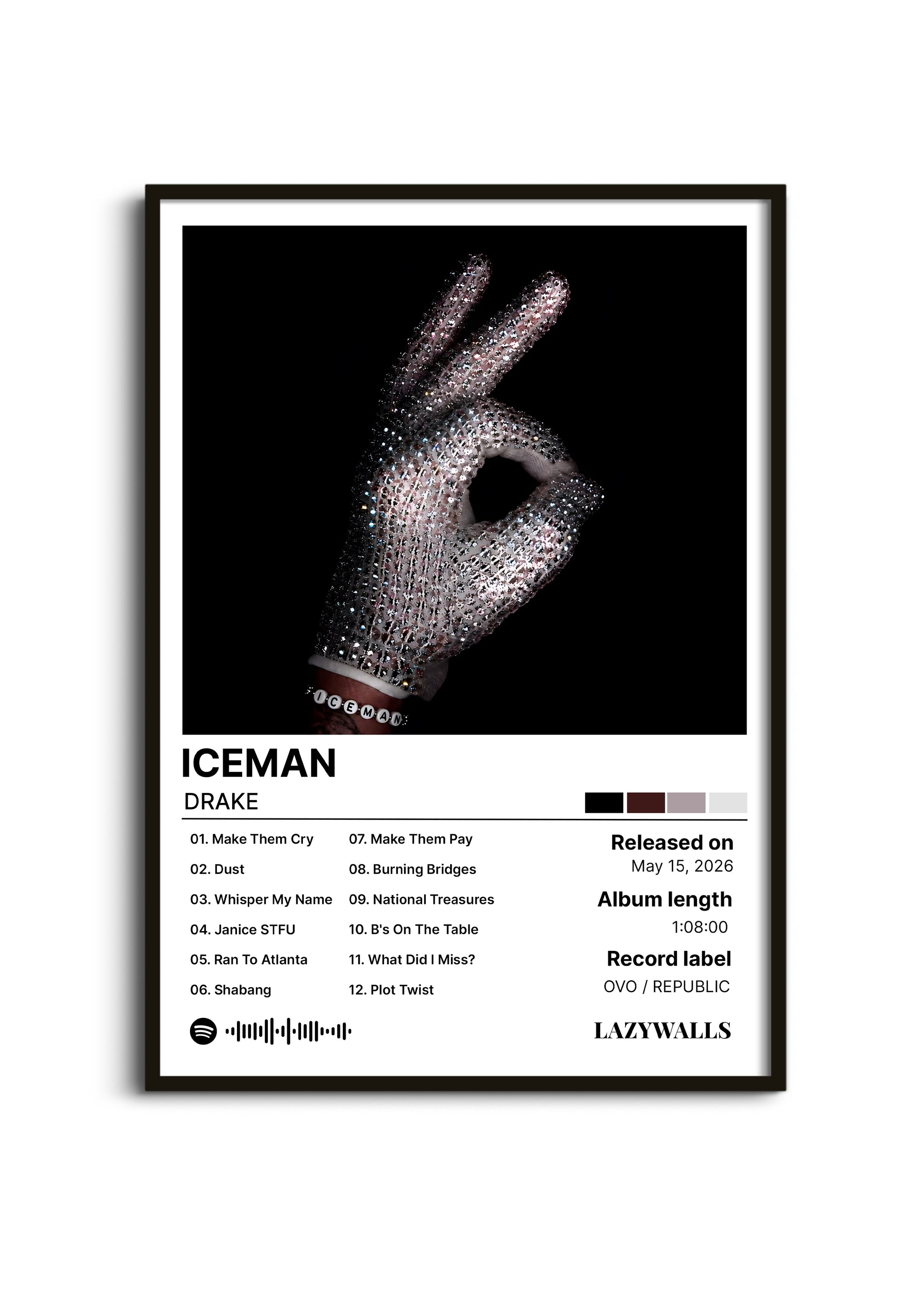 Drake ICEMAN Album Cover Wall Art Lazywalls