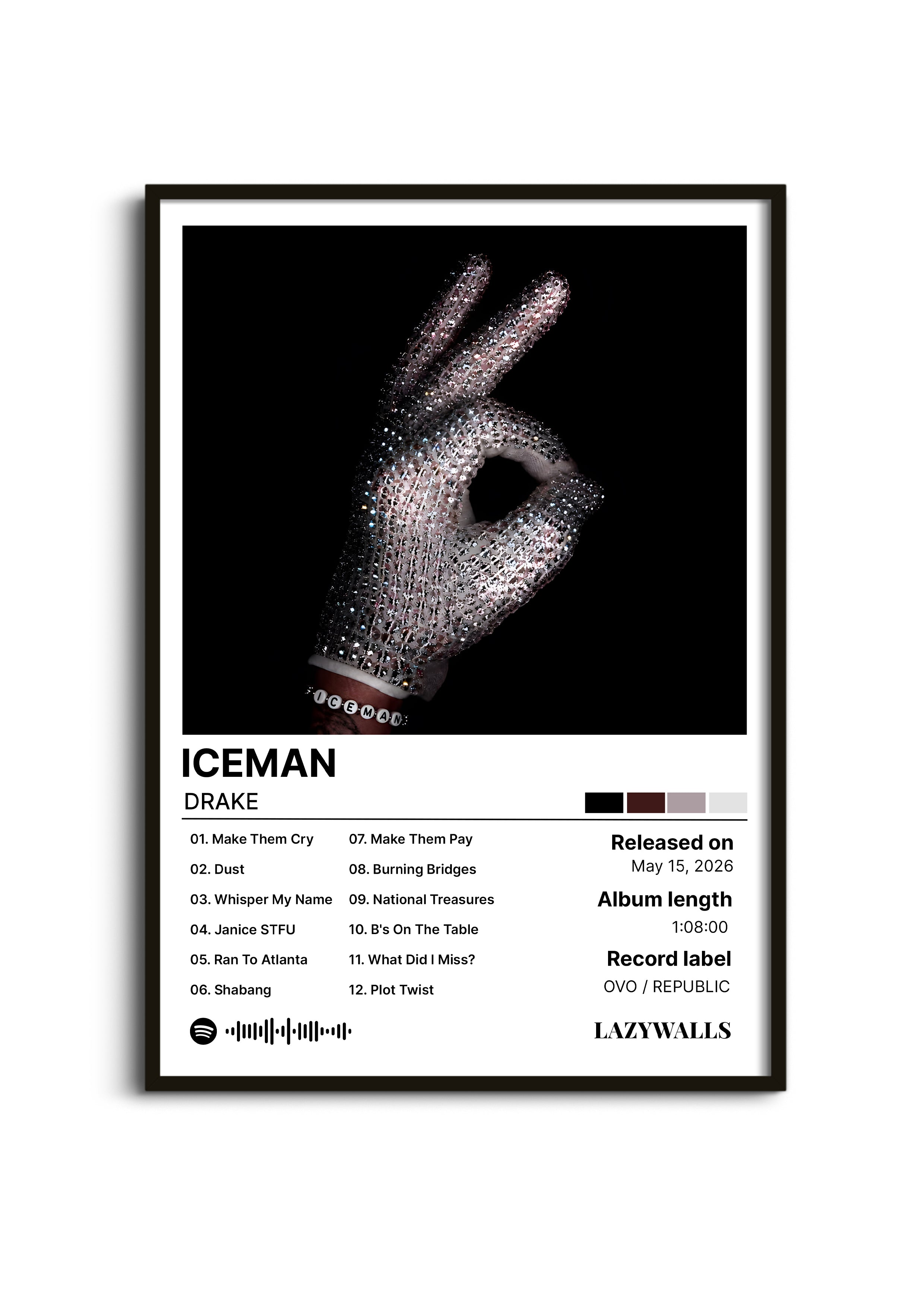 Drake ICEMAN Album Cover Wall Art Lazywalls