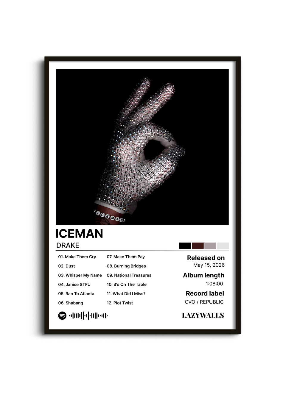 Drake ICEMAN Album Cover Wall Art Lazywalls