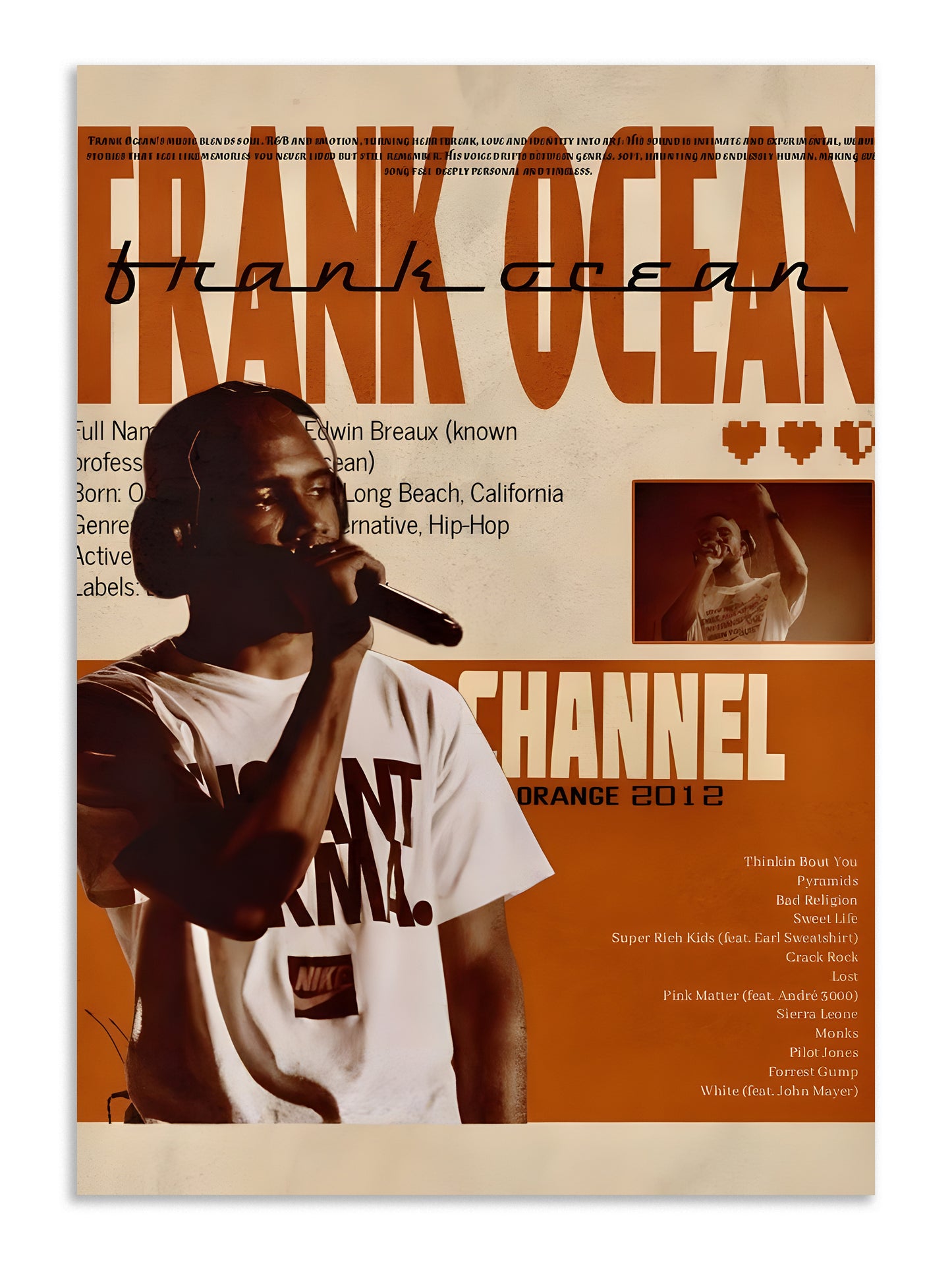 FRANK OCEAN CHANNEL ORANGE POSTER Lazywalls