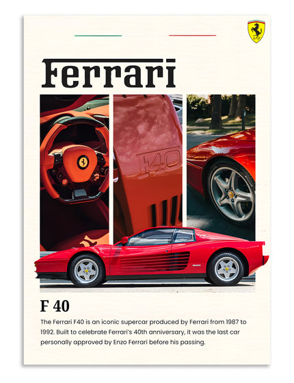 Ferrari F40 Collage Wall Art Print Lazywalls