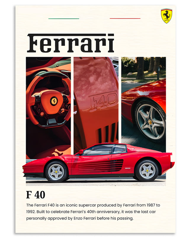 Ferrari F40 Collage Wall Art Print Lazywalls