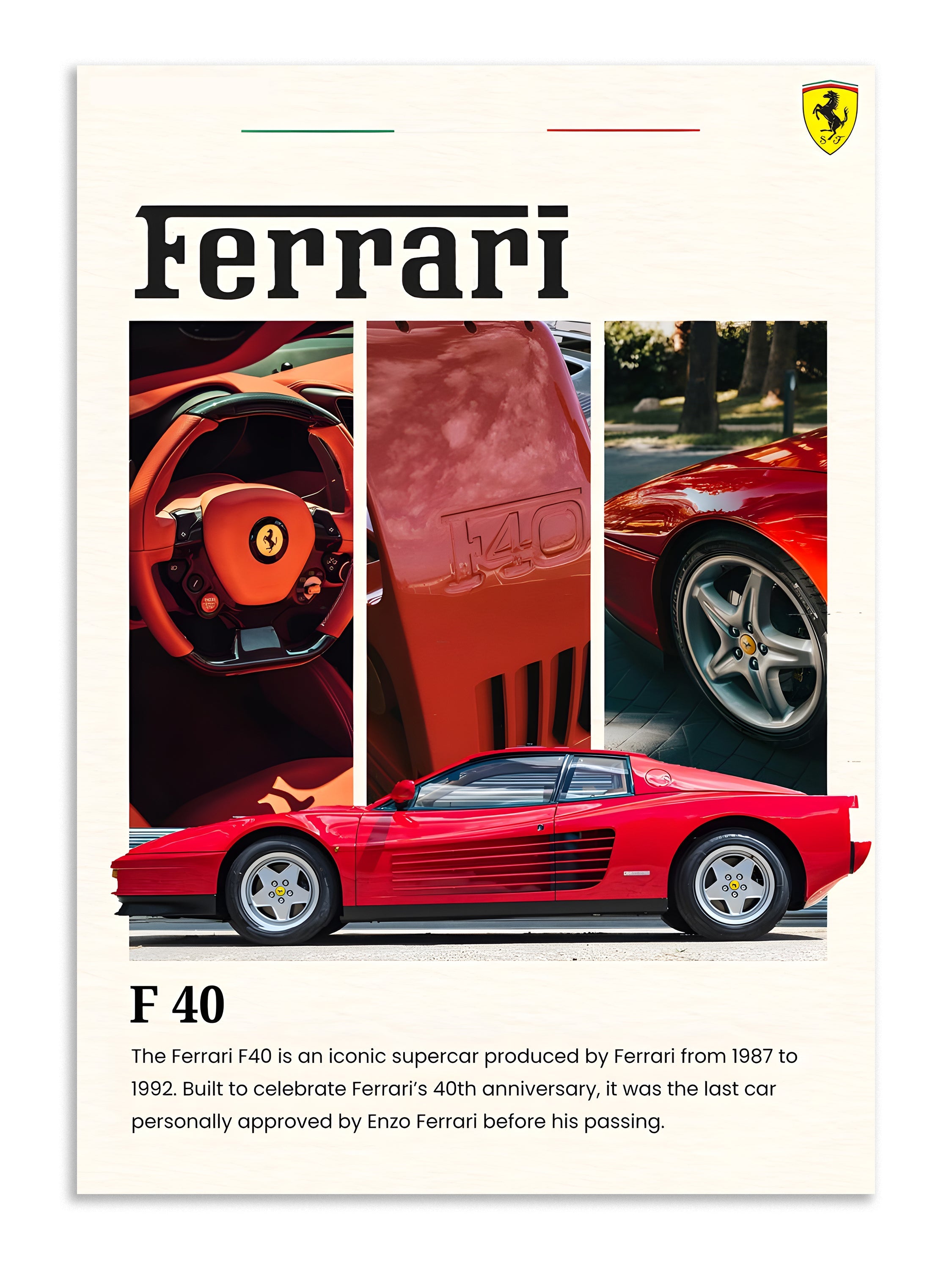 Ferrari F40 Collage Wall Art Print Lazywalls