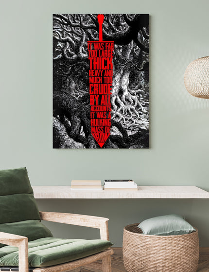 Dark Swordsman Anime Poster | Gothic Black & White Fantasy Wall Art Lazywalls