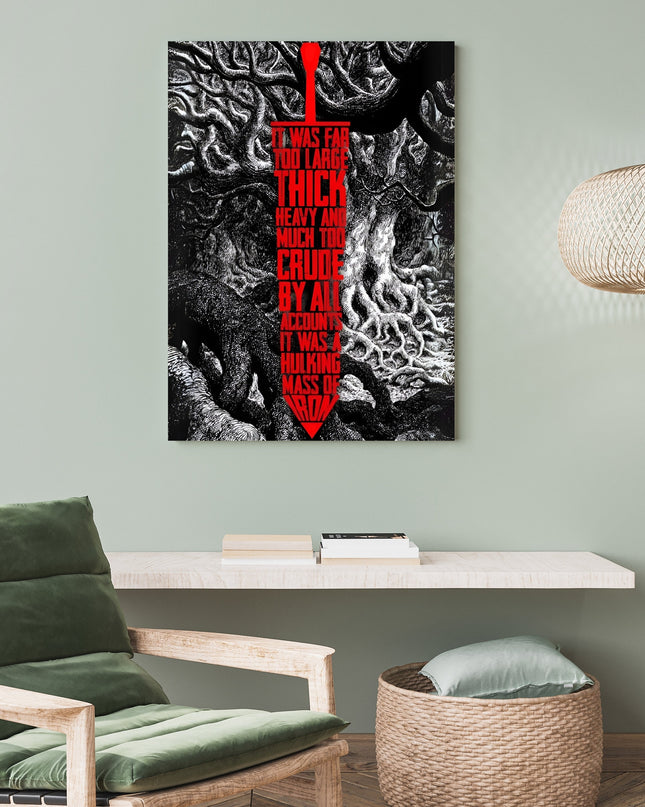 Dark Swordsman Anime Poster | Gothic Black & White Fantasy Wall Art Lazywalls