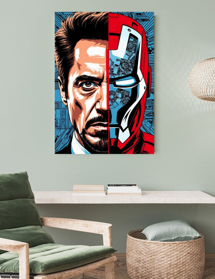 Iron Man Split Face Poster | Tony Stark Marvel Wall Art Lazywalls