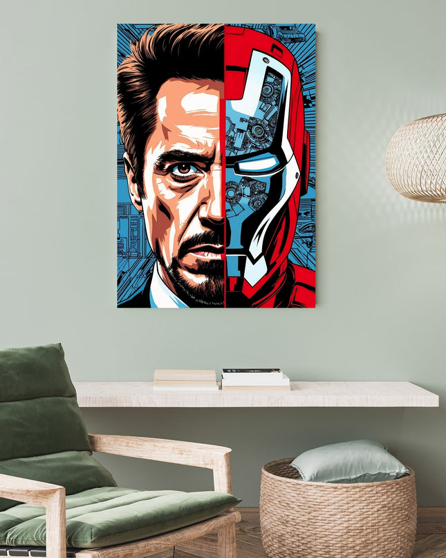 Iron Man Split Face Poster | Tony Stark Marvel Wall Art Lazywalls