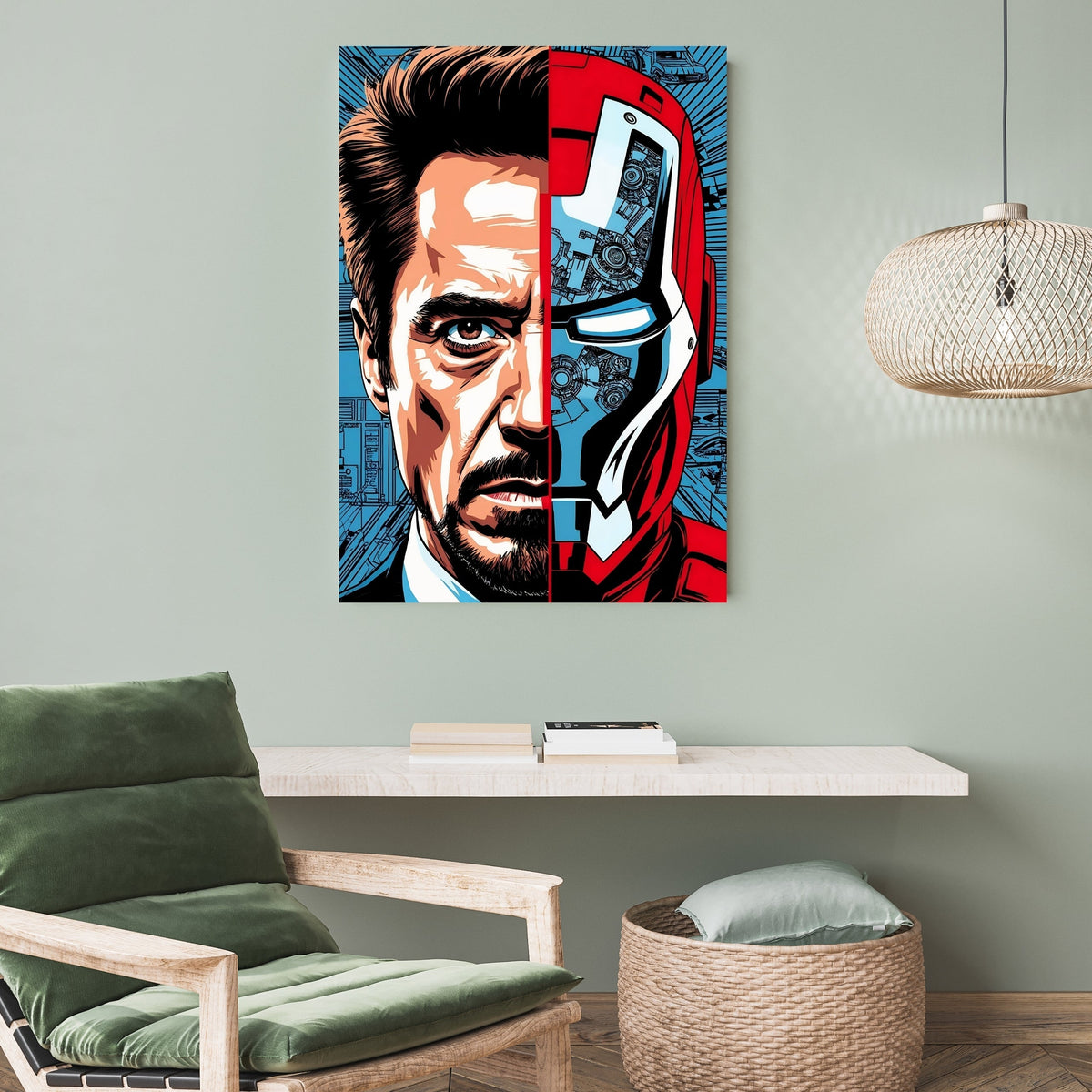 Iron Man Split Face Poster | Tony Stark Marvel Wall Art Lazywalls