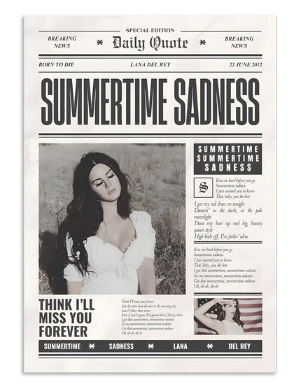 Lana Del Rey Summertime Sadness Wall Art Lazywalls