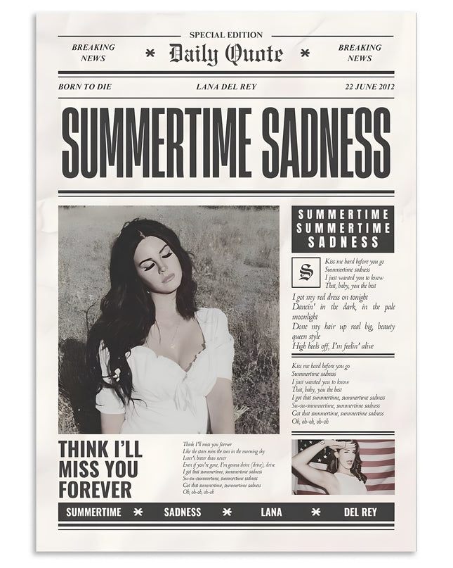Lana Del Rey Summertime Sadness Wall Art Lazywalls