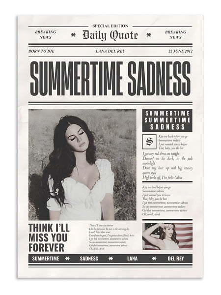 Lana Del Rey Summertime Sadness Wall Art Lazywalls