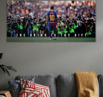 Lionel Messi Motivational 3 Panel Wall Art Poster Lazywalls