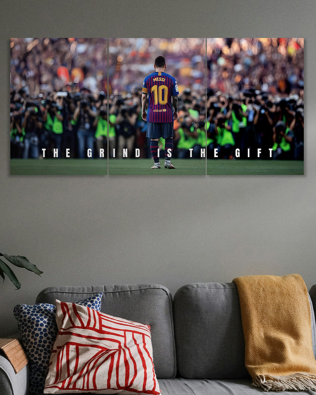 Lionel Messi Motivational 3 Panel Wall Art Poster Lazywalls