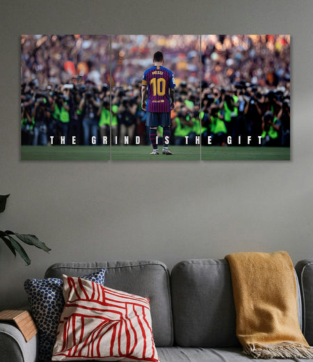 Lionel Messi Motivational 3 Panel Wall Art Poster Lazywalls
