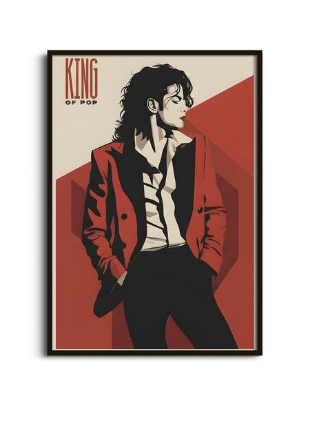 Michael Jackson Poster | MJ King of Pop Red Suit Wall Art Lazywalls