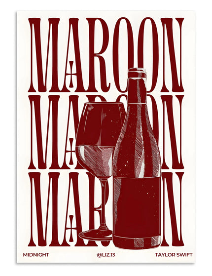 Maroon Minimal Wall Art Poster Lazywalls