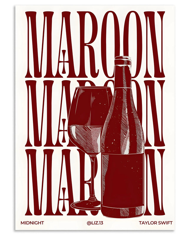 Maroon Minimal Wall Art Poster Lazywalls