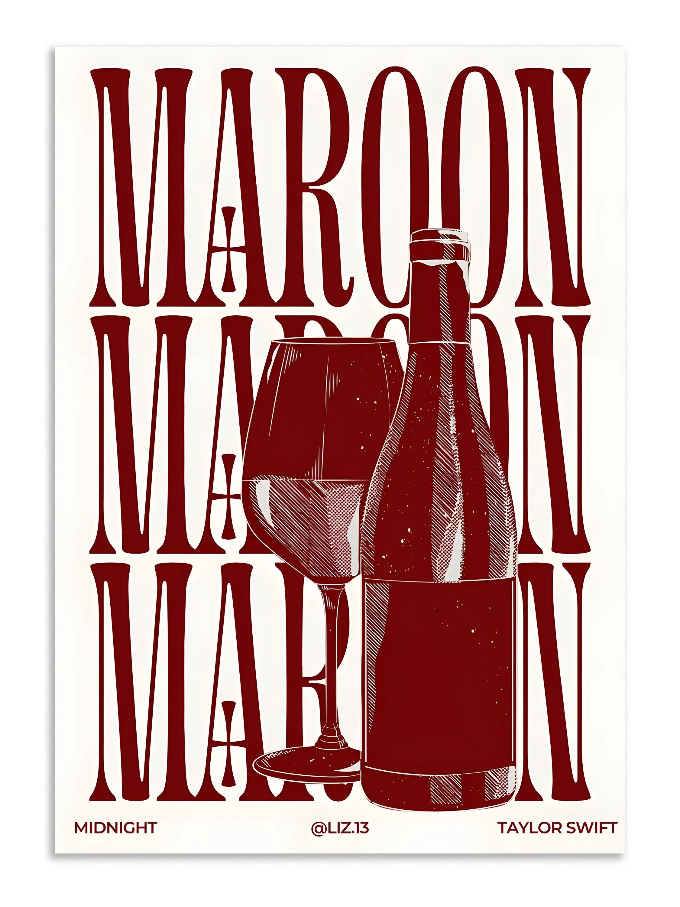 Maroon Minimal Wall Art Poster Lazywalls