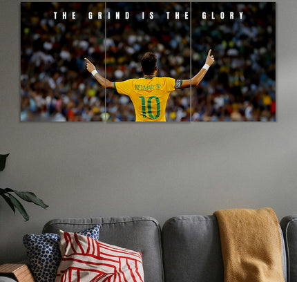 Neymar Jr Glory Mindset 3 Panel Wall Art Poster Lazywalls