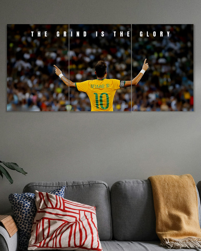 Neymar Jr Glory Mindset 3 Panel Wall Art Poster Lazywalls