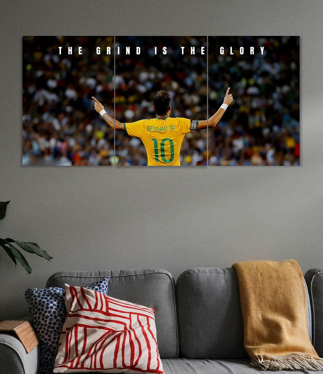 Neymar Jr Glory Mindset 3 Panel Wall Art Poster Lazywalls