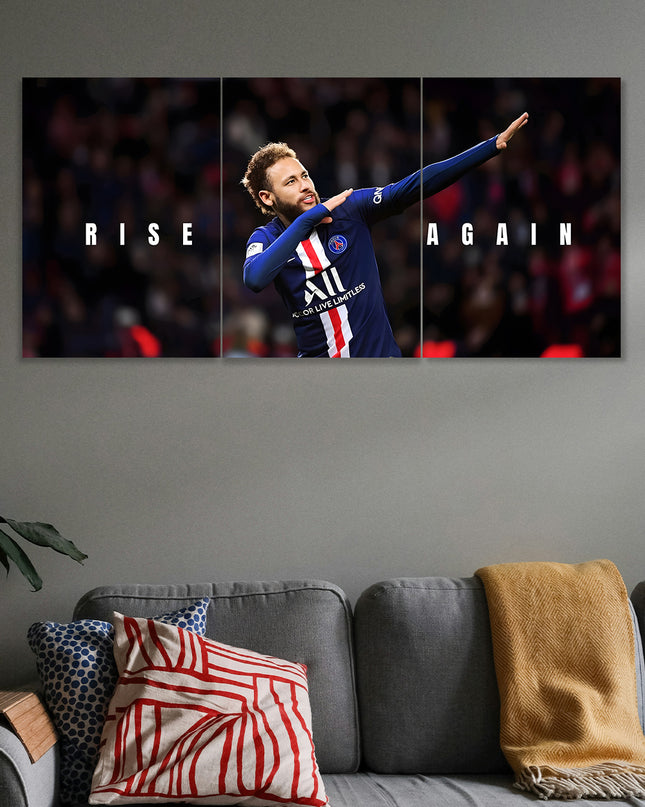 Neymar Jr Rise Again 3 Panel Wall Art Poster Lazywalls