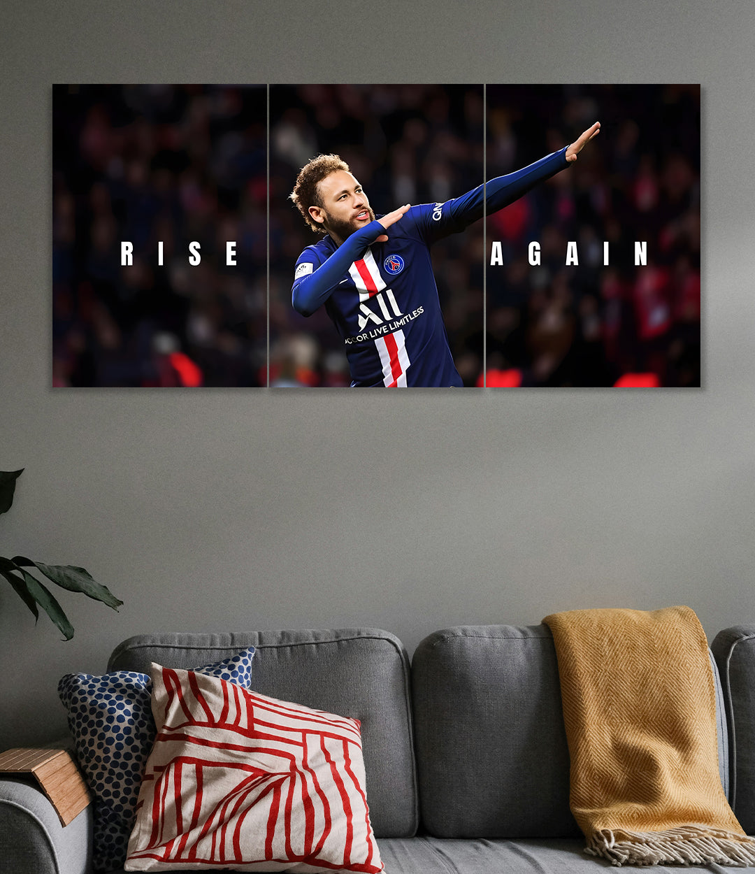 Neymar Jr Rise Again 3 Panel Wall Art Poster Lazywalls