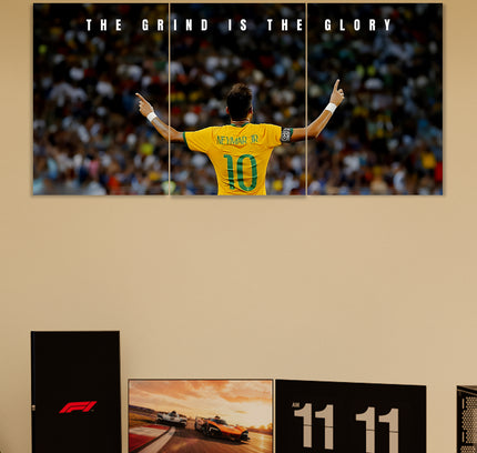Neymar Jr Glory Mindset 3 Panel Wall Art Poster Lazywalls