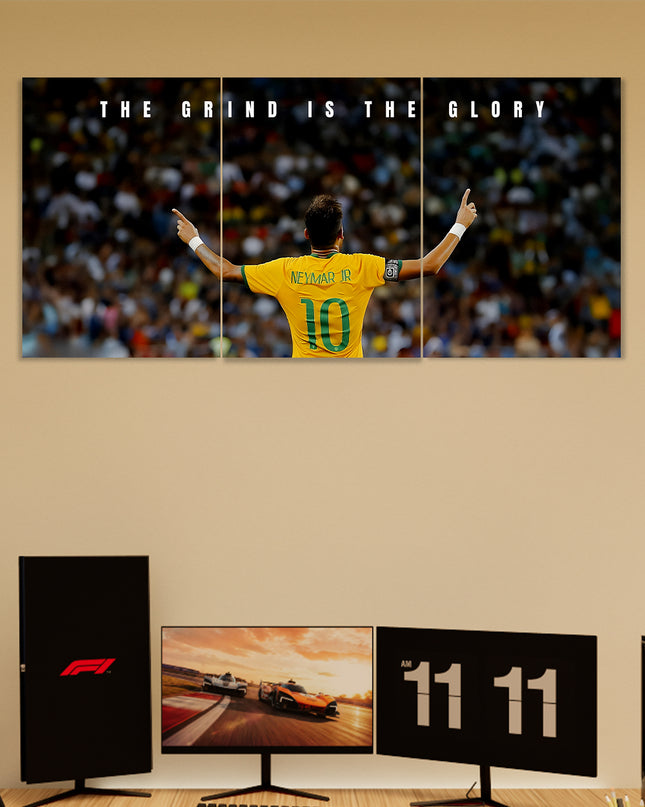 Neymar Jr Glory Mindset 3 Panel Wall Art Poster Lazywalls