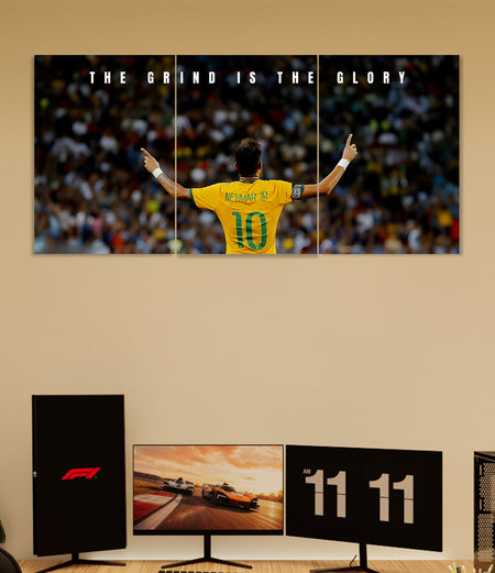 Neymar Jr Glory Mindset 3 Panel Wall Art Poster Lazywalls