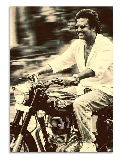 Rajinikanth Royal Enfield Wall Art Poster Lazywalls