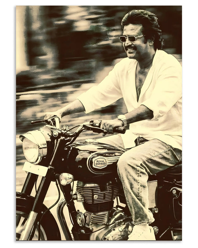 Rajinikanth Royal Enfield Wall Art Poster Lazywalls