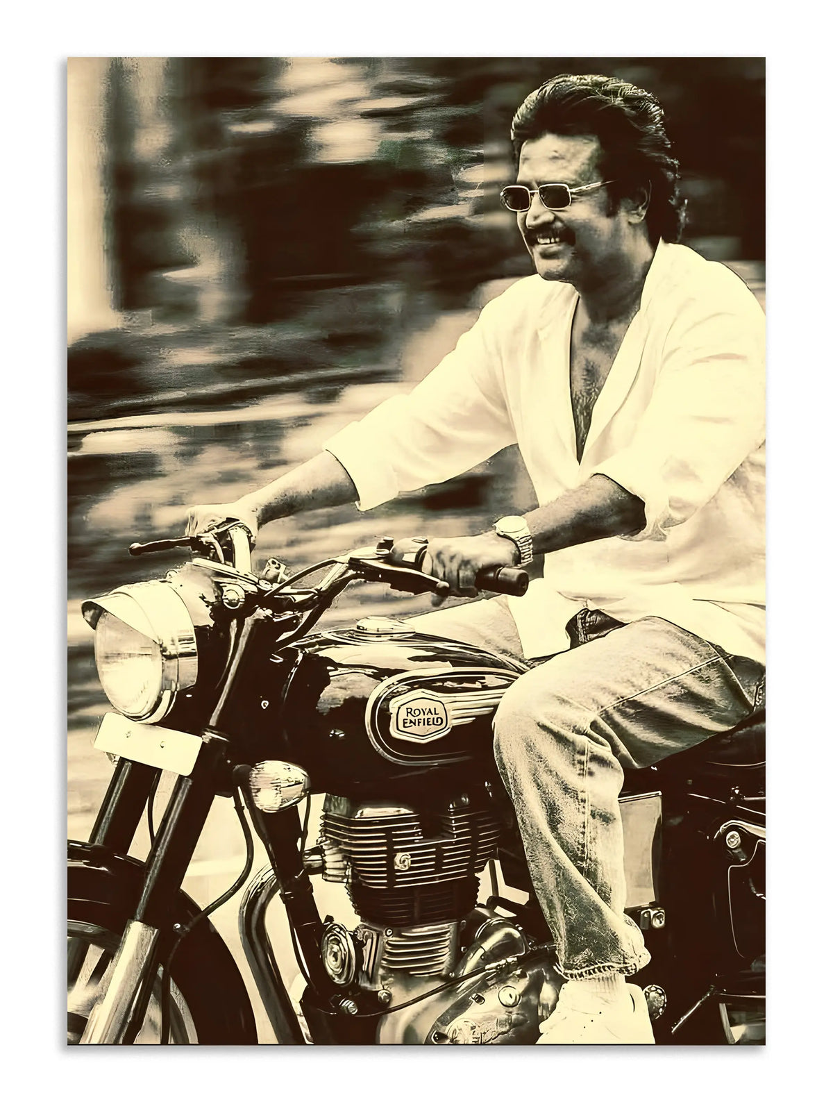 Rajinikanth Royal Enfield Wall Art Poster Lazywalls