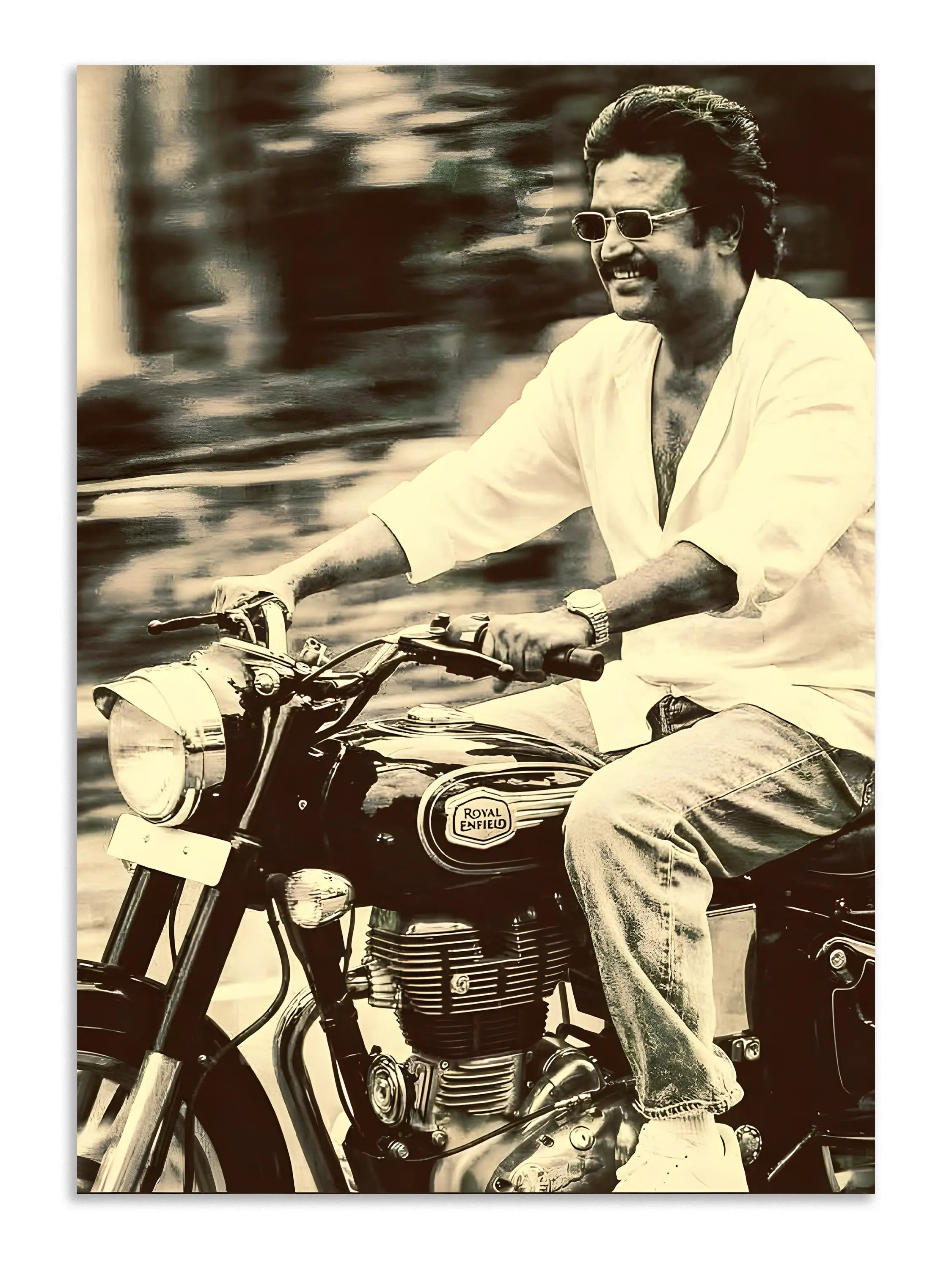 Rajinikanth Royal Enfield Wall Art Poster Lazywalls