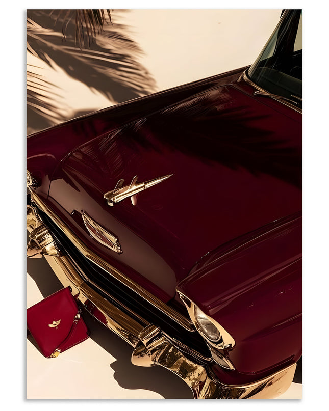 Vintage Red Car Aesthetic Poster Lazywalls