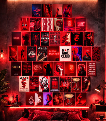 Red Baddie Girl Collage Kit 💋 | 45 PCS Wall Poster Set | Aesthetic Bedroom Decor Lazywalls